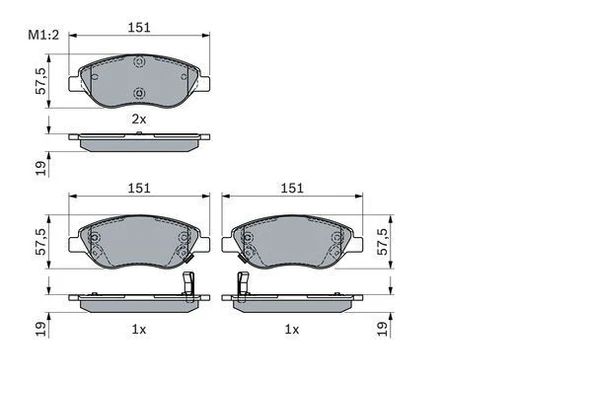 Bosch Ön Fren Balatası Fiat Egea Sedan 2010-2015 ürün görseli 1