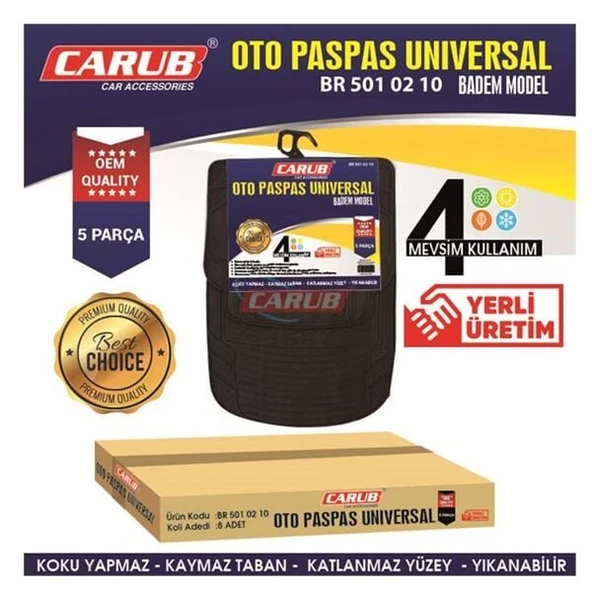 CARUB UNIVERSAL 5 PARÇA PASPAS SİYAH BADEM MODEL ürün görseli 1