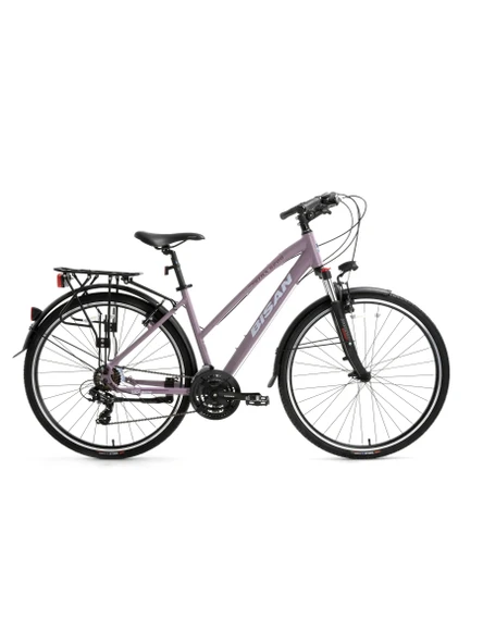 BİSAN TRX 8200 CITY KADIN ŞEHİR BİSİKLETİ 45CM V 28 JANT 21 VİTES MAT MOR BEYAZ MOR ürün görseli 1