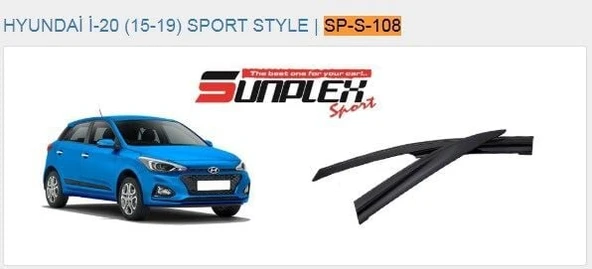 SUNPLEKS CAM RÜZGARLIĞI HYUNDAI İ-20 2015-2018 ÖN-ARKA SPORT STYLE ürün görseli 1