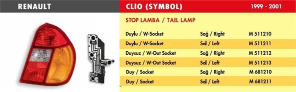 MARS STOP LAMBA RENAULT CLIO / SOL (1999-2001) (DUYLU) SARI SİNYAL ürün görseli 1