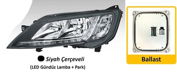AYFAR MOTORLU SAĞ  FIAT DUCATO MAXI /PEUGEOT BOXER / CITROEN JUMPER ( 2014› ) LED (BALLAST DAHİL)  SİYAH ÇERÇEVELİ ürün görseli 1