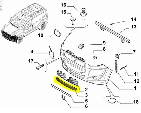 Fiat Pratico Ön Tampon Bakaliti (2014-2017) 51886523 1.6 JTD, 1.3 JTD ürün görseli 1