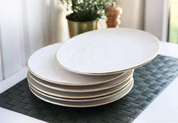 Seramikci Beyaz Gold 6Lı Servis Tabağı - Resim 2