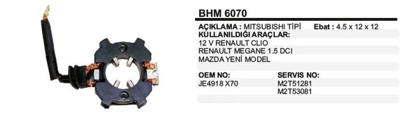DODO KÖMÜR YUVASI 12V RENAULT CLIO/MEGANE -MAZDA YM 1.5 DCI 4 5MM MITSUBISHI TİP ürün görseli 1