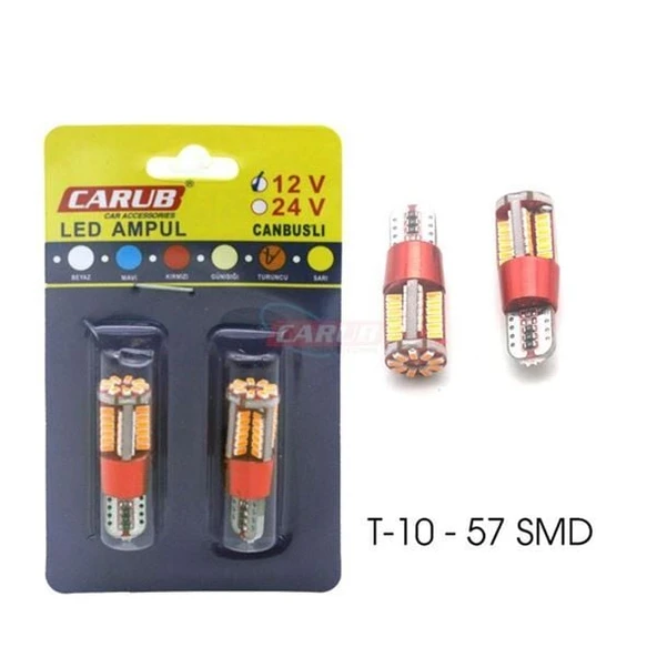 DİPSİZ LED TURUNCU 12V T10  57 SMD CAMBUS FİBER TURUNCU ürün görseli 1