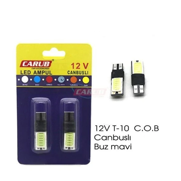 DİPSİZ  AMPUL 12V T-10  C.O.B   CANBUS BUZ MAVİ ürün görseli 1