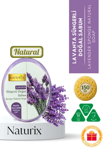 Lavanta Süngerli Sabun 150 gr - Peeling Etkili Arındırıcı Sabun ürün görseli 1