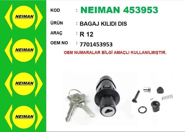NEIMAN BAGAJ KİLİDİ RENAULT R12 ürün görseli 1