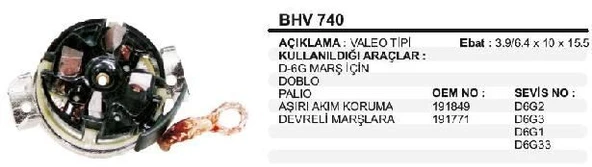 MEGA VA1671 12V KÖMÜR YUVASI FIAT DOBLO AŞIRI AKIM KORUMA DEVRELİ MARŞLARA 3,9/6,4X10X15,5  VALEO TİP ALBEA DOBLO COMBO CORSA 1,3 MULTYJET ürün görseli 1