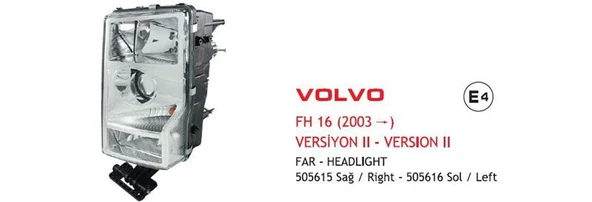 AYFAR FAR SAĞ VOLVO FH 16 (VERSİYON II) (2003>) E4 E-BELGELİ ürün görseli 1