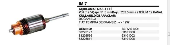 DODO KOLLEKTÖR 12V FIAT SLX <-97 TEMPRA SEKMANSIZ (MM7) MAKO TİP ürün görseli 1