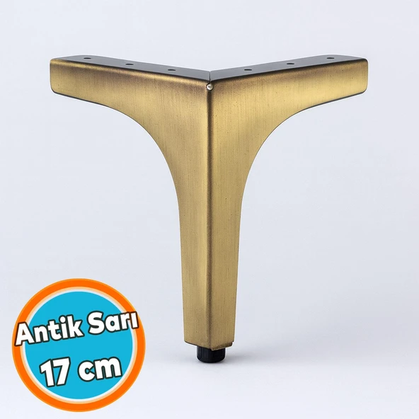Metal Mobilya Ayağı Sağlam Tasarım Sehpa Masa Koltuk TV Ünitesi Modern Destek Ayak 17 cm Antik Sarı ürün görseli 1