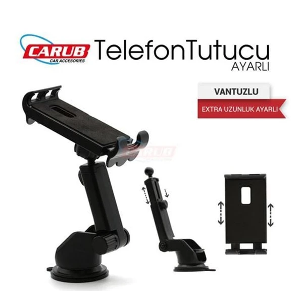 CARUB İPAD+TELEFON TUTUCU KIZAKLI AYARLI VANTUZLU ürün görseli 1