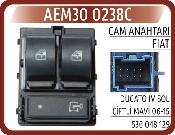 AEM AN 238C CAM KALDIRMA ANAHTARI  DUCATO SOL -MAVİ ürün görseli 1
