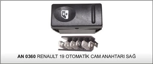 DODO CAM KALDIRMA ANAHTARI OTOMATİK SAĞ RENAULT 19 25276 - AN703 -  AN0360 ürün görseli 1