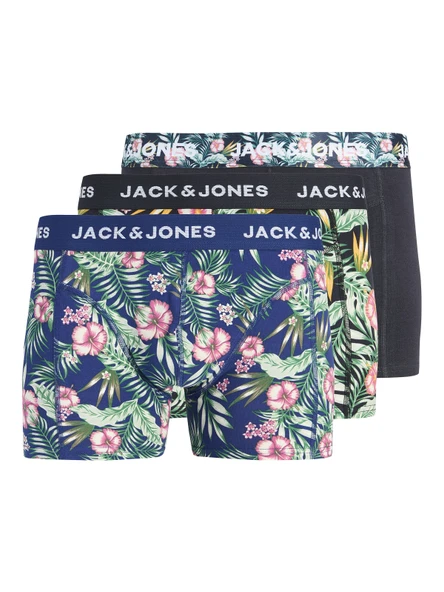 JACK JONES Erkek Çiçek Desenli 3 lü Kutu Boxer 12295180 ürün görseli 1