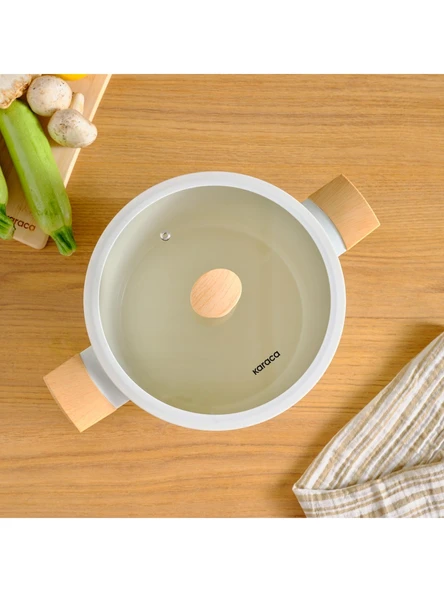 Karaca Swiss Crystal Almond Cream 24 cm Seramik Kaplama, İndüksiyon Tabanlı Derin Tencere – Ergonomik Saplı ve Kolay Temizlenir ürün görseli 1