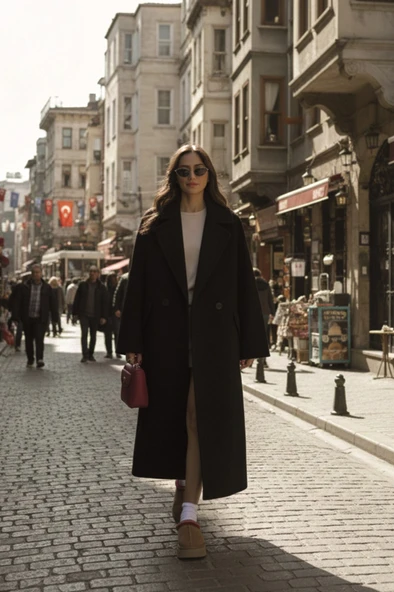Kışlık Detaylı Kadın Kaşmir Kaban - Resim 3