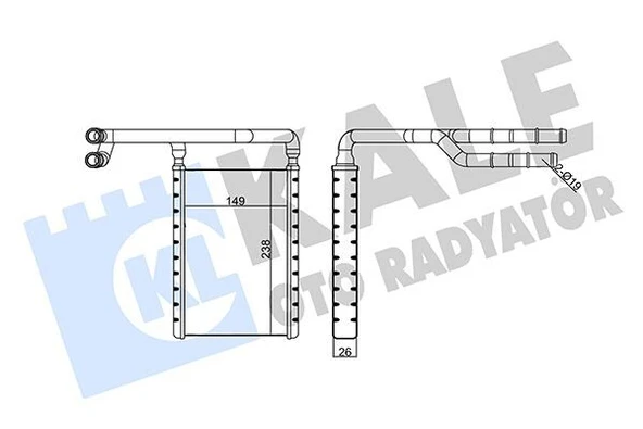 KALE BRAZING KALORİFER RADYATÖRÜ 26 MM FORD TOURNEO CUSTOM TRANSIT CUSTOM ürün görseli 1