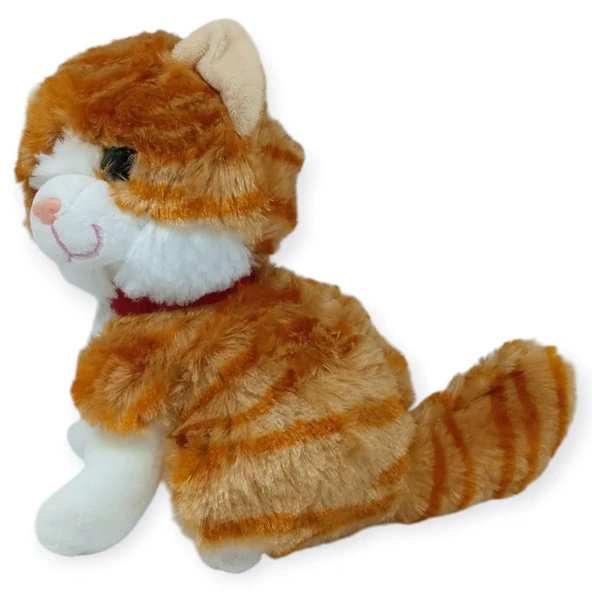 Sesli Peluş Kedi 25 cm - Sarı - Resim 4
