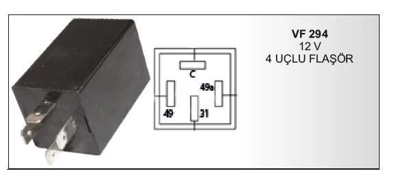 VERTEX FLAŞÖR 12V 4 UÇLU (+ - L P) 4 UÇLU OTOKAR ORJ ürün görseli 1