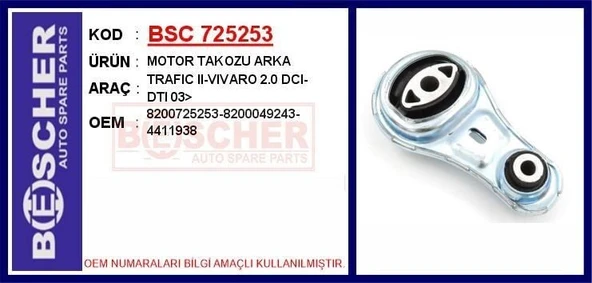 NEIMAN MOTOR TAKOZU ARKA RENAULT TRAFIC II / OPEL VIVARO 2.0 DCI-DTI 03> ürün görseli 1
