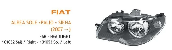 AYFAR FAR SAĞ MOTORLU FIAT ALBEA SOLE -2005-2007- İÇİ SİYAH ürün görseli 1