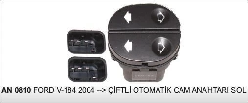 VERTEX CAM KALDIRMA ANAHTARI ÇİFTLİ FORD TRANSIT V184 04-> CONNECT ÇERÇEVESİZ 8 PİN 25233 ürün görseli 1
