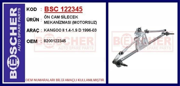 NEIMAN ÖN CAM SİLECEK MEKANİZMASI (MOTORSUZ) KANGOO II 1.4-1.9 D 1996-03 ürün görseli 1