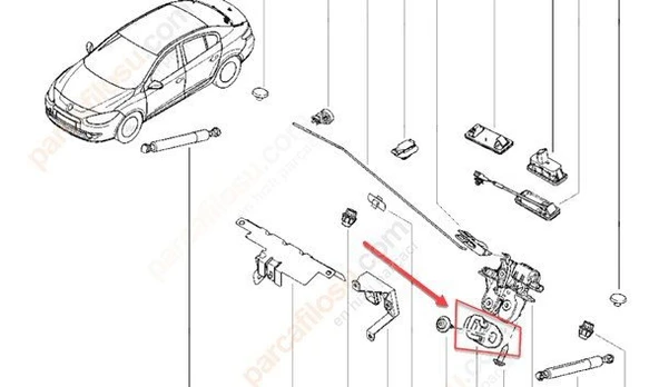 Renault Clio Sw Grand Sport Tur Bagaj Kapağı Kilit Karşılığı (2017-2020) 905700003R 0.9, 1.5 DCI ürün görseli 1
