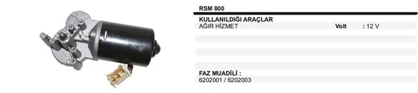 SİLECEK MOTORU 12V AĞIR HİZMET FAZ:6202001/6202003 ürün görseli 1