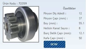 FORM METAL MARŞ DİŞLİSİ 12 DİŞ 8 KANAL VALEO TİPİ FORD TARNSİT 2,2 TDCI / COSTOM V362-V363 ürün görseli 1