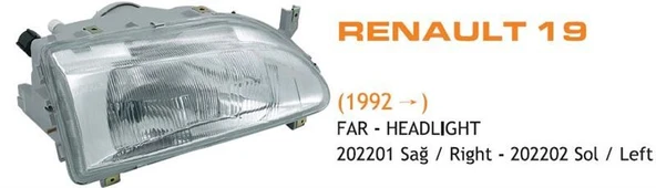 AYFAR FAR SAĞ RENAULT R19 1992 ürün görseli 1