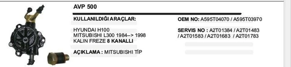 REMARK VAKUM POMPASI HYUNDAI H100 MITSUBISHI L300->98 KALIN FREZE ürün görseli 1