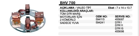 VERTEX KÖMÜR YUVASI VALEO D-7R MARŞ İÇİN-2KÖMÜRLÜ SADECE YUVA VALEO TİP ürün görseli 1