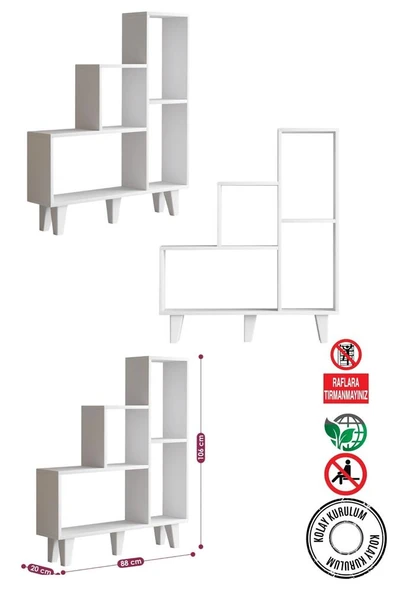 Decormet Nisa Kitaplık Beyaz - Resim 7
