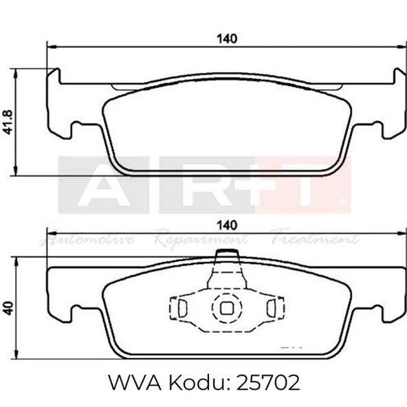 ART DİSK FREN BALATASI ÖN RENAULT CLIO IV 12 > SYMBOL-II 08> SANDERO-II 12> TWINGO-III 14> / DACIA  LOGAN 13 > INCE TIP ürün görseli 1