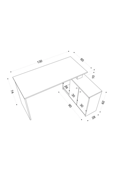 Decormet Başak Çalışma Masası Beyaz - Resim 10
