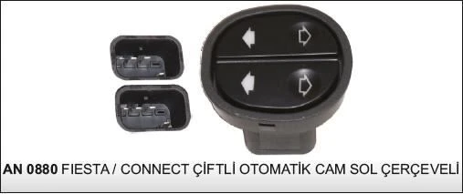 DODO CAM KALDIRMA ANAHTARI ÇİFTLİ FORD FIESTA / CONNECT ÇERÇEVELİ 8 PİN 25233 - AN308 - AN0880 - AN0810 ürün görseli 1