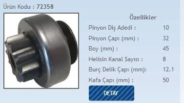 FORM METAL MARŞ DİŞLİSİ 10 DİŞ 8 KANAL VALEO TİPİ FORD RENAULT MASTER ürün görseli 1