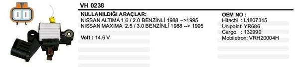 VERTEX KONJEKTÖR NISSAN ALTIMA 2 FİŞ SOLDAN ürün görseli 1