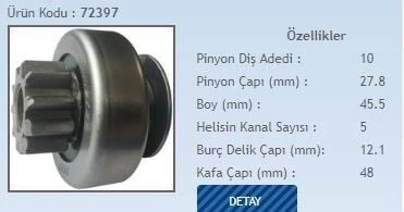 FORM METAL MARŞ DİŞLİSİ 10 DİŞ 5 KANAL VALEO TİPİ DACIA LOGAN/RENAULT CLIO- MEGANE2 DİZEL/FORD FIESTA ürün görseli 1