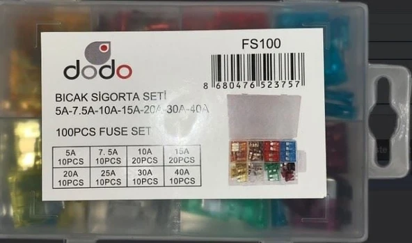 DODO SİGORTA SETİ LEVHA 5A-7.5A-10A-15A-20A-25A-30A ürün görseli 1