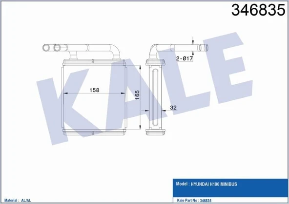 KALE KALORİFER RADYATÖRÜ BRAZING HYUNDAI H100 MINIBUS ürün görseli 1