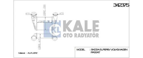 KALE TURBO RADYATÖRÜ (INTERCOOLER) VW PASSAT  2000-2005 1.8  M/A SKODA SUPER B 02-08 ürün görseli 1