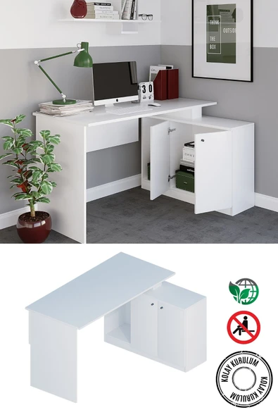Decormet Başak Çalışma Masası Beyaz - Resim 6