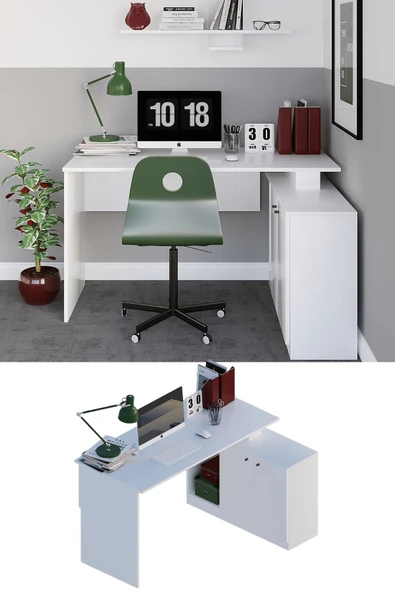 Decormet Başak Çalışma Masası Beyaz - Resim 5