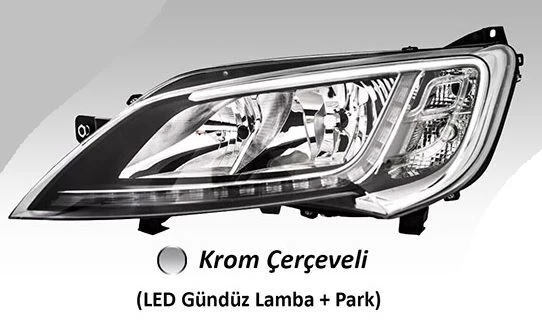 AYFAR FAR MOTORLU SAĞ FIAT DUCATO MAXI /PEUGEOT BOXER / CITROEN JUMPER ( 2014› ) LED (BALLAST HARİÇ)  KROM ÇERÇEVELİ ürün görseli 1