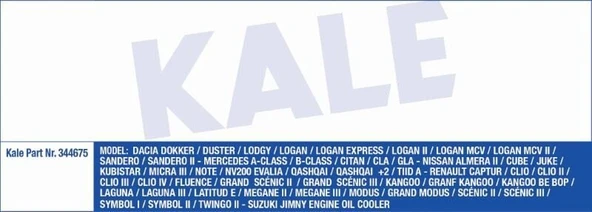 KALE YAĞ SOĞUTUCU DACIA DOKKER/DUSTER/LODGY/LOGAN/SANDERO RENAULT CLIO/FLUENCE/KANGOO/MEGAN  (EURO 5 MOTOR) ürün görseli 1